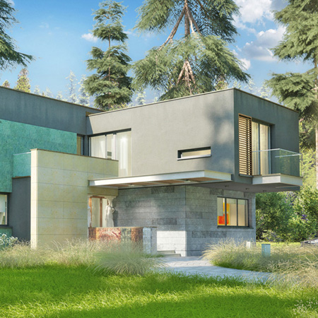 Project of a modern single-family house for a private investor in the Warsaw suburbs.