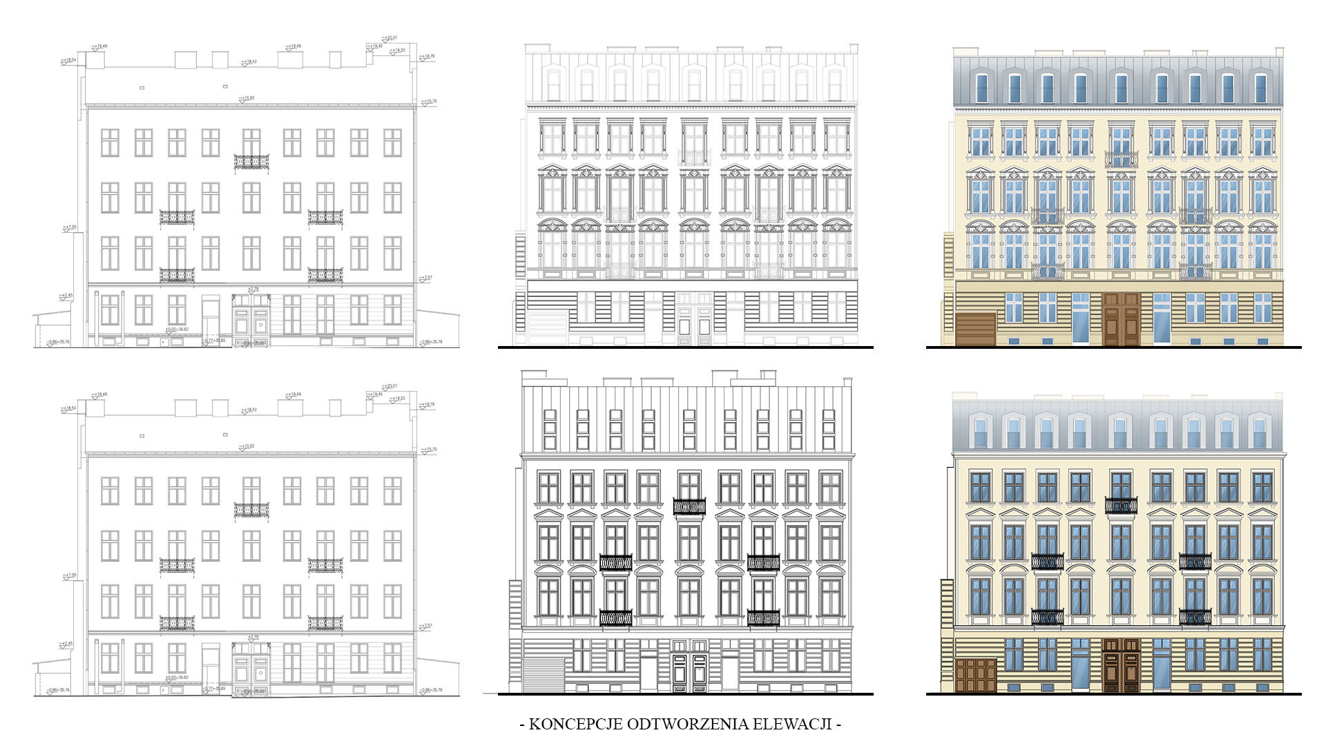 Koszykowa 49A projekt przebudowa nadbudowa remont wnętrza Proart Fenix kamienica architektura Warszawa fasada odtworzenie