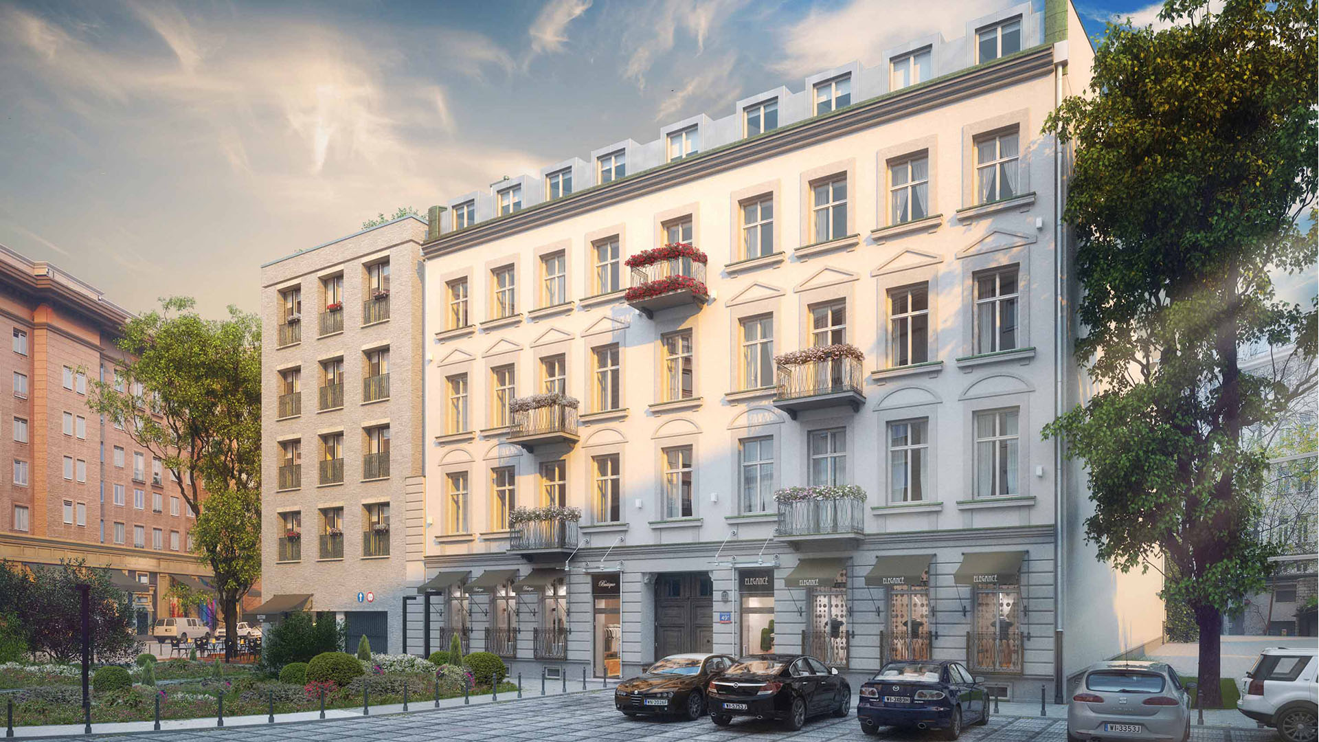 Koszykowa 49A projekt przebudowa nadbudowa remont wnętrza Proart Fenix kamienica architektura Warszawa