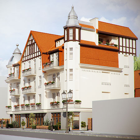 Hotel Międzyzdroje projekt architektura historyczny pruski Proart Anna Rostkowska koncepcja