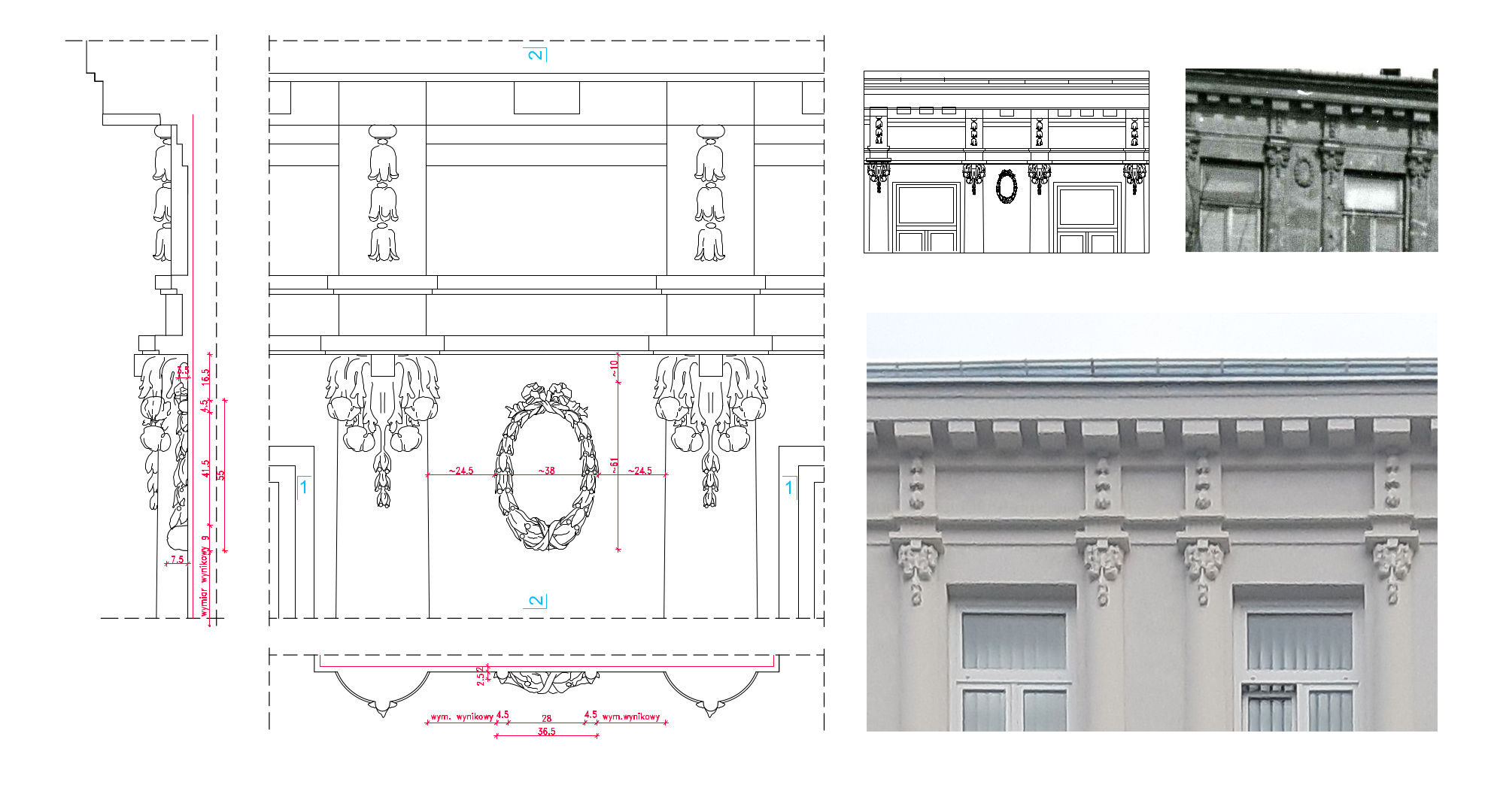 Drawing facade elewacja fasada rysunek architektoniczny kamienica targowa 46
