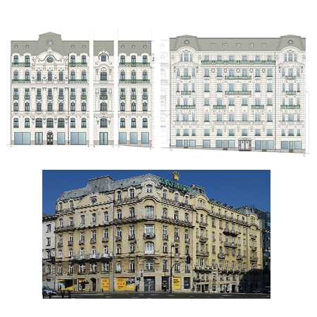 photo facade elewacja fasada zdjęcie architektoniczny kamienica NOWY ŚWIAT 2 KSIĄŻĘCA 6 TOWNHOUSE
